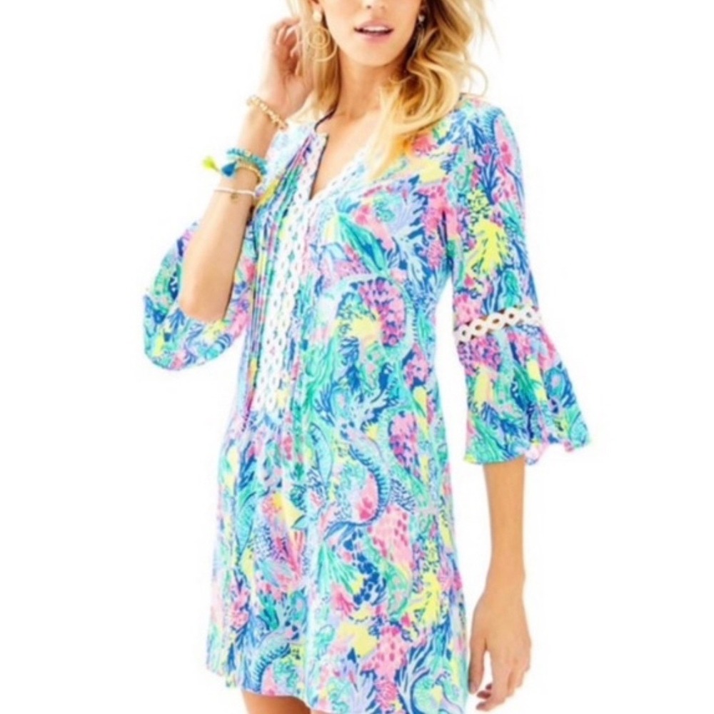 Lilly Pulitzer Hollie Tunic Dress in the Mermaid's Cove print S short‎ flirty